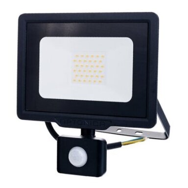 LED prožektorius, juodas, City Line, PIR jutiklis, 70cm laidas, 30W, šilta balta šviesa