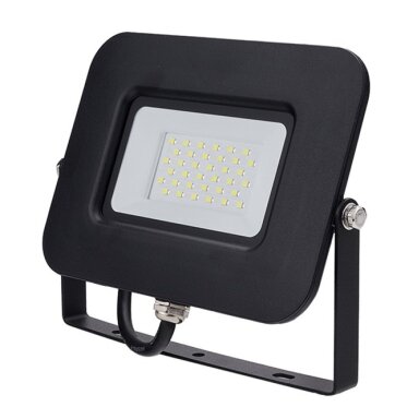 LED prožektorius, juodas, Premium Line, 5 metai garantija, 30W, šilta balta šviesa