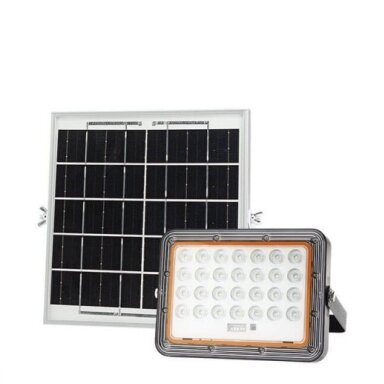 LED prožektorius, juodas, su saulės baterija, 6W, šalta balta šviesa