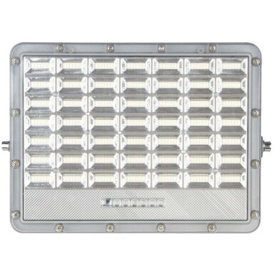 LED prožektorius, pilkas, su saulės baterija, 30W, 120°, šalta balta šviesa
