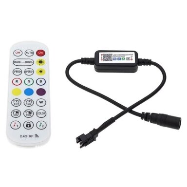 LED RGB juostos Music maitinimo valdiklis, su IR pulteliu, Bluetooth
