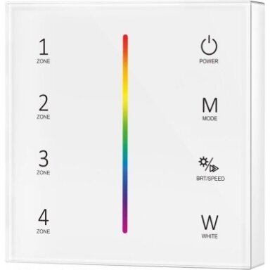 LED RGB/RGBW spalvos reguliavimo panelė, 4 zonos, sieninė, balta