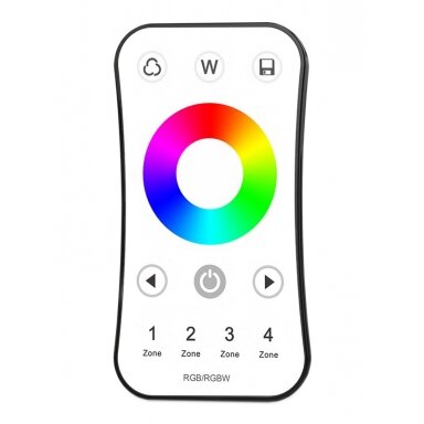 LED RGB/RGBW spalvos reguliavimo pultelis R8, 4 zonos, baltas