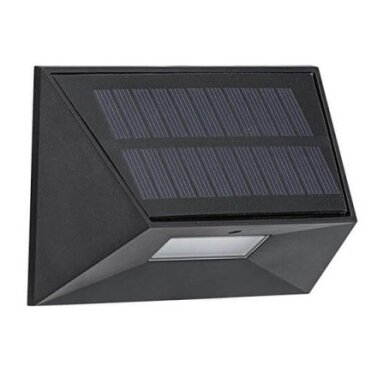 LED saulės sieninis šviestuvas, juodas, 0.5W, šilta balta šviesa