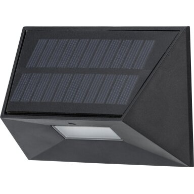 LED saulės sieninis šviestuvas, juodas, 0.5W, šilta balta šviesa