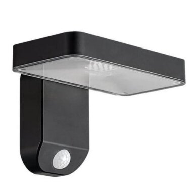 LED saulės sieninis šviestuvas, juodas, kvadratinis, 9W, šilta balta šviesa
