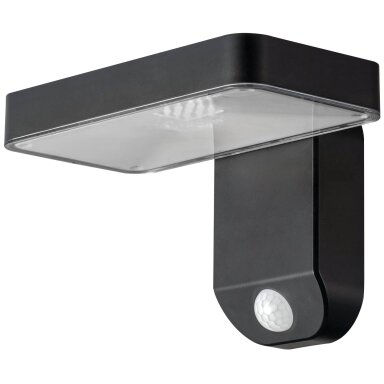 LED saulės sieninis šviestuvas, juodas, kvadratinis, 9W, šilta balta šviesa