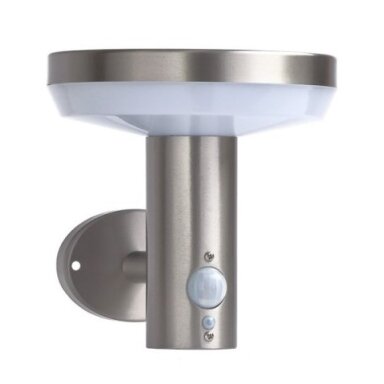 LED saulės sieninis Up šviestuvas, PIR jutiklis, poliruotas metalas, 4.4W, šilta balta šviesa
