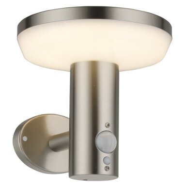 LED saulės sieninis Up šviestuvas, PIR jutiklis, poliruotas metalas, 4.4W, šilta balta šviesa