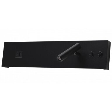 LED sieninis šviestuvas, 11W, ON/OFF jungiklis, USB, juodas, neutrali balta šviesa