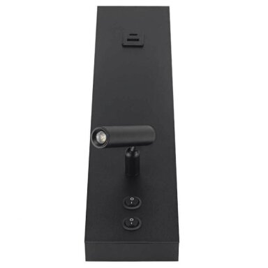 LED sieninis šviestuvas, 11W, ON/OFF jungiklis, USB, juodas, šilta balta šviesa