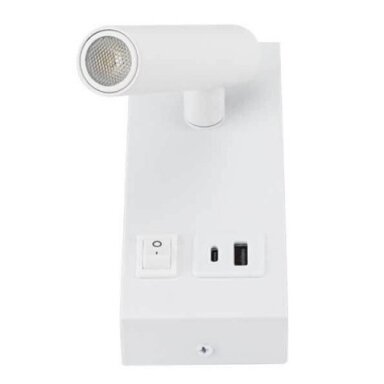 LED sieninis šviestuvas, 2W, ON/OFF jungiklis, USB, baltas, neutrali balta šviesa LED sieninis šviestuvas, 2W, ON/OFF jungiklis, USB, baltas, neutrali balta šviesa