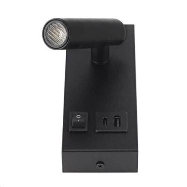 LED sieninis šviestuvas, 2W, ON/OFF jungiklis, USB, juodas, šilta balta šviesa LED sieninis šviestuvas, 2W, ON/OFF jungiklis, USB, juodas, šilta balta šviesa