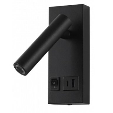 LED sieninis šviestuvas, 2W, ON/OFF jungiklis, USB, juodas, šilta balta šviesa LED sieninis šviestuvas, 2W, ON/OFF jungiklis, USB, juodas, šilta balta šviesa