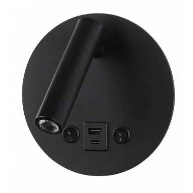 LED sieninis šviestuvas, 8W, ON/OFF jungiklis, USB, juodas, neutrali balta šviesa LED sieninis šviestuvas, 8W, ON/OFF jungiklis, USB, juodas, neutrali balta šviesa