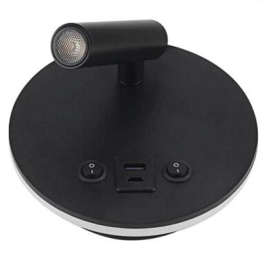 LED sieninis šviestuvas, 8W, ON/OFF jungiklis, USB, juodas, šilta balta šviesa LED sieninis šviestuvas, 8W, ON/OFF jungiklis, USB, juodas, šilta balta šviesa