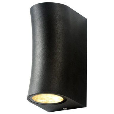 LED sieninis šviestuvas, juodas, cilindrinis, lenktas, 2 lizdai, Max 35W