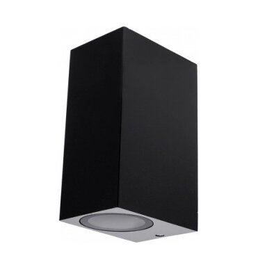 LED sieninis šviestuvas, juodas, stačiakampis, 2 lizdai, Max 35W