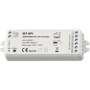 LED SPI valdiklis, 5-24V, nuotolinis valdymas, Tuya