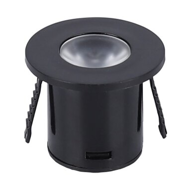 LED šviestuvas, apvalus, juodas, 1W, šilta balta šviesa