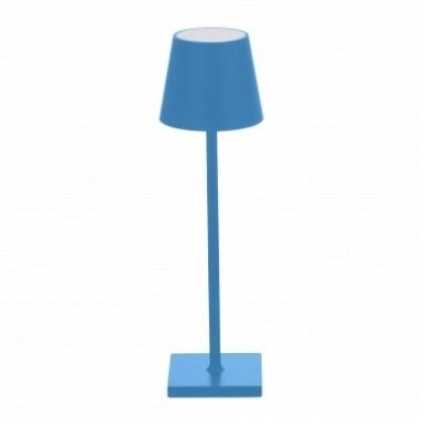 LED stalinė lempa, 2.5W, įkraunama, dimeriuojama, mėlyna, šilta balta šviesa