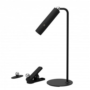 LED stalinis šviestuvas, 3W, multifunkcinis, įkraunamas, juodas, neutrali balta šviesa