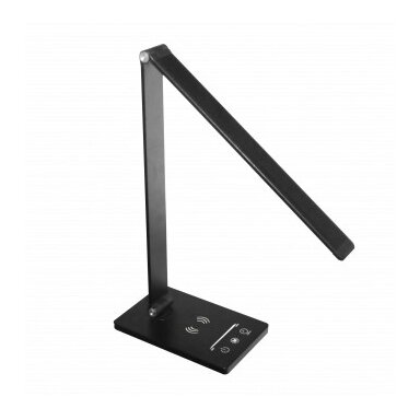 LED stalinis šviestuvas, 5W, su belaidžiu įkrovikliu, juodas, CCT šviesa