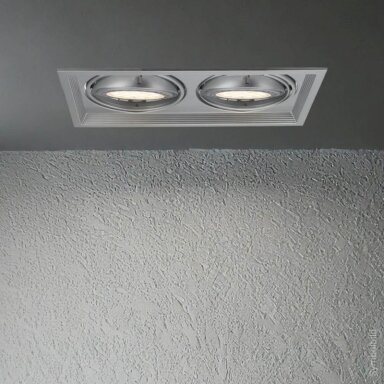 LED šviestuvas, stačiakampis, sidabrinis, reguliuojamas, 2 lizdai