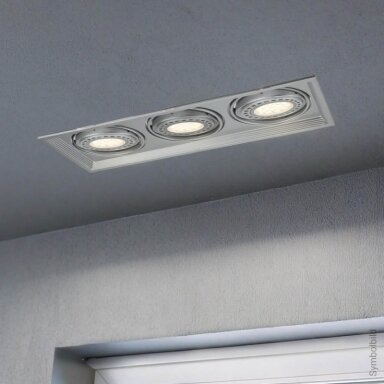 LED šviestuvas, stačiakampis, sidabrinis, reguliuojamas, 3 lizdai