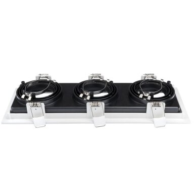 LED taškinis šviestuvas, kvadratinis, baltas/juodas, 3 lizdai