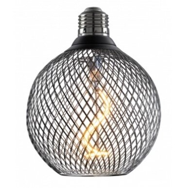 LED lemputė E27 2.5W, ažūrinis gaubtas, juodas, šilta balta šviesa LED lemputė E27 2.5W, ažūrinis gaubtas, juodas, šilta balta šviesa