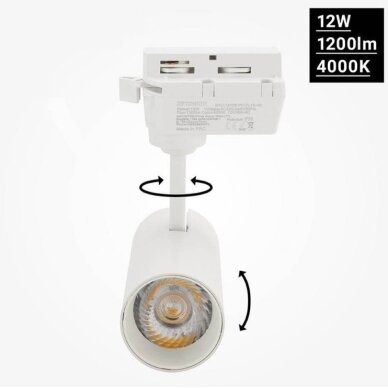 LED Track Light, White Body, 12W, 1200Lm, Neutral Light 3