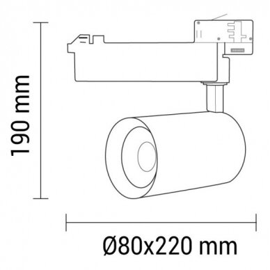 LED 4 Wire Track Light, Black Body, 25W, 2750Lm, Warm Light 1