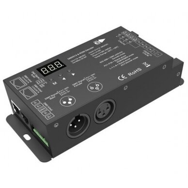 LED DMX pastovios įtampos maitinimo valdiklis, 12-36V, 8A/kan., 4 kanalai