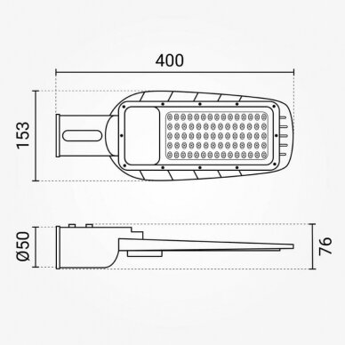 LED gatvės šviestuvas, stiklinis, 50W, šalta balta šviesa 4