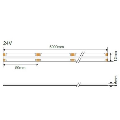 LED juosta, 12W/m, 500Lm/m, 24V, RGBW spalvos 3