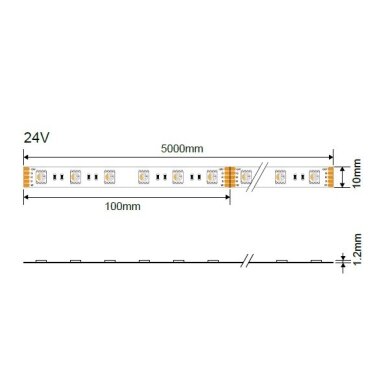 LED Strip 14.4W/m, 600Lm/m, 24V, Pro, IP54, Warm Light 1 LED Strip 14.4W/m, 600Lm/m, 24V, Pro, IP54, Warm Light 1