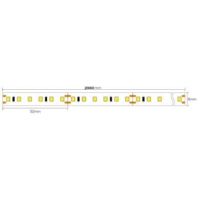 LED juosta, 9W/m, 1000Lm/m, 24V, šalta balta šviesa 4 LED juosta, 9W/m, 1000Lm/m, 24V, šalta balta šviesa 4