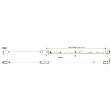 LED juosta, 9W/m, 900Lm/m, 220V, neutrali balta šviesa 5 LED juosta, 9W/m, 900Lm/m, 220V, neutrali balta šviesa 5