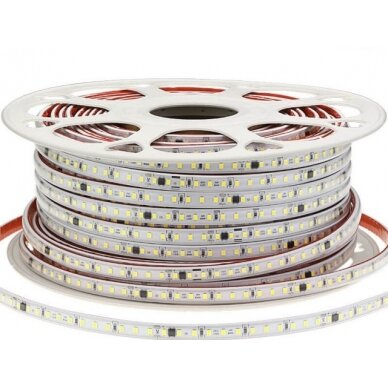LED juosta, 9W/m, 900Lm/m, 220V, neutrali balta šviesa 1 LED juosta, 9W/m, 900Lm/m, 220V, neutrali balta šviesa 1