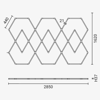 LED korys (hexagon), 11HEX, 428W, šalta balta šviesa 3