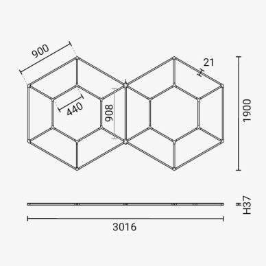 LED korys (hexagon), 14HEX, 315W, šalta balta šviesa 2