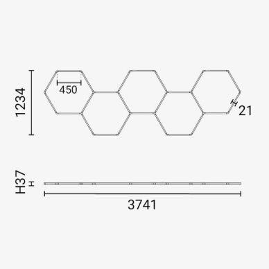 LED korys (hexagon), 5HEX, 203W, šalta balta šviesa 2