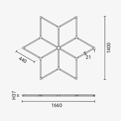 LED korys (hexagon), 6HEX, 126W, šalta balta šviesa 3