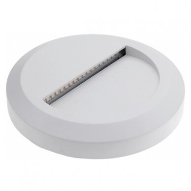 LED laiptų šviestuvas, apvalus, baltas, 2W, šilta balta šviesa 1