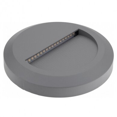 LED laiptų šviestuvas, apvalus, pilkas, 2W, neutrali balta šviesa 1