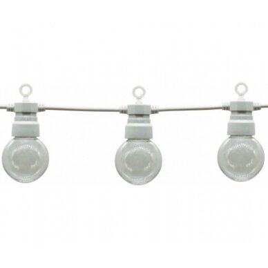 LED lauko girlianda, balta, 13m, 20 lizdų, 6W, šilta balta šviesa