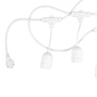LED lauko girlianda, balta, 6m, 10 kabančių lizdų, be lempučių 1