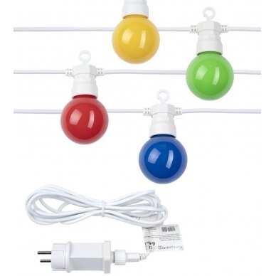 LED Outdoor String Light, White, 8m, 10Pcs., 3W, Colorful 1