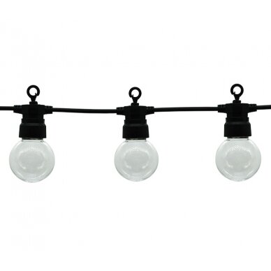 LED lauko girlianda, juoda, 13m, 20 lizdų, 6W, šalta balta šviesa